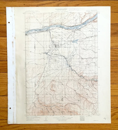 Antique Umatilla, Oregon 1908 US Geological Survey Topographic Map – Benton County, Morrow, Columbia River, Hermiston, Washington, OR WA