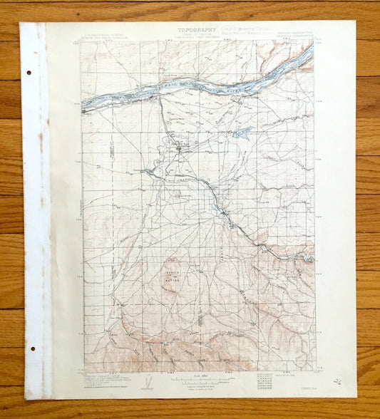 Antique Umatilla, Oregon 1908 US Geological Survey Topographic Map – Benton County, Morrow, Columbia River, Hermiston, Washington, OR WA