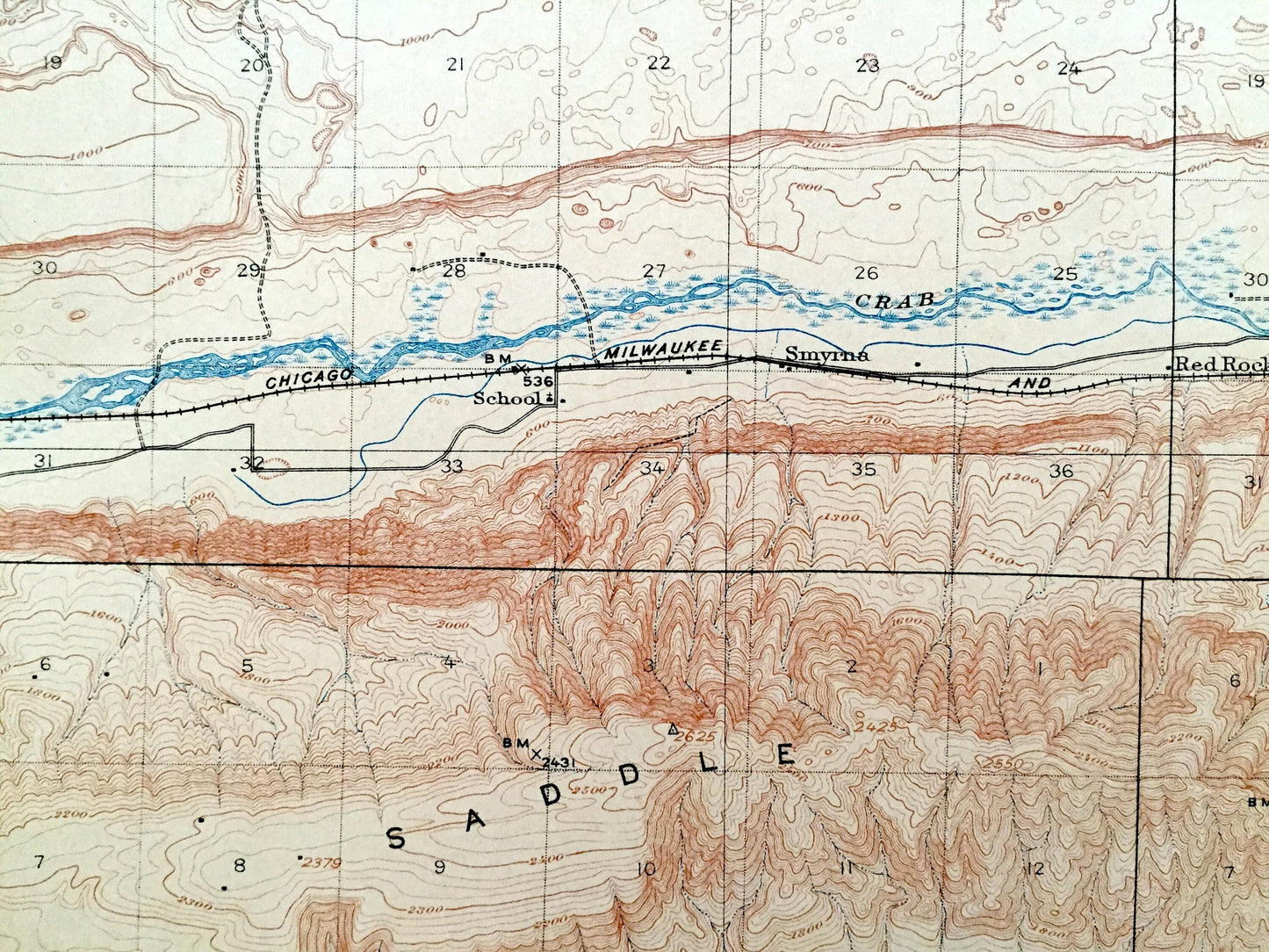 Antique Red Rock, Washington 1911 US Geological Survey Topographic Map – Grant County, Royal City, Crab Creek, Saddle Mountains, WA