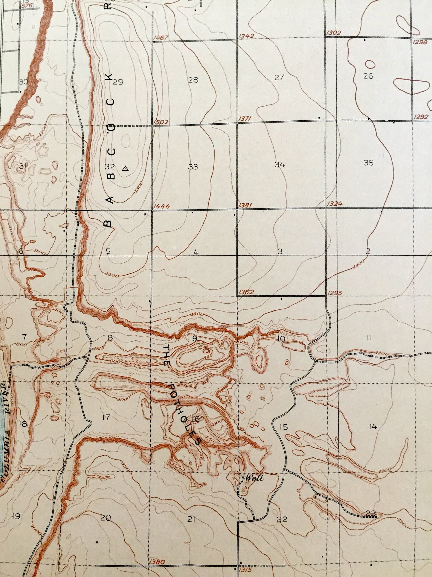 Antique Quincy, Washington 1910 US Geological Survey Topographic Map – Grant County, Babcock Ridge, The Potholes, Evergreen Reservoir, WA