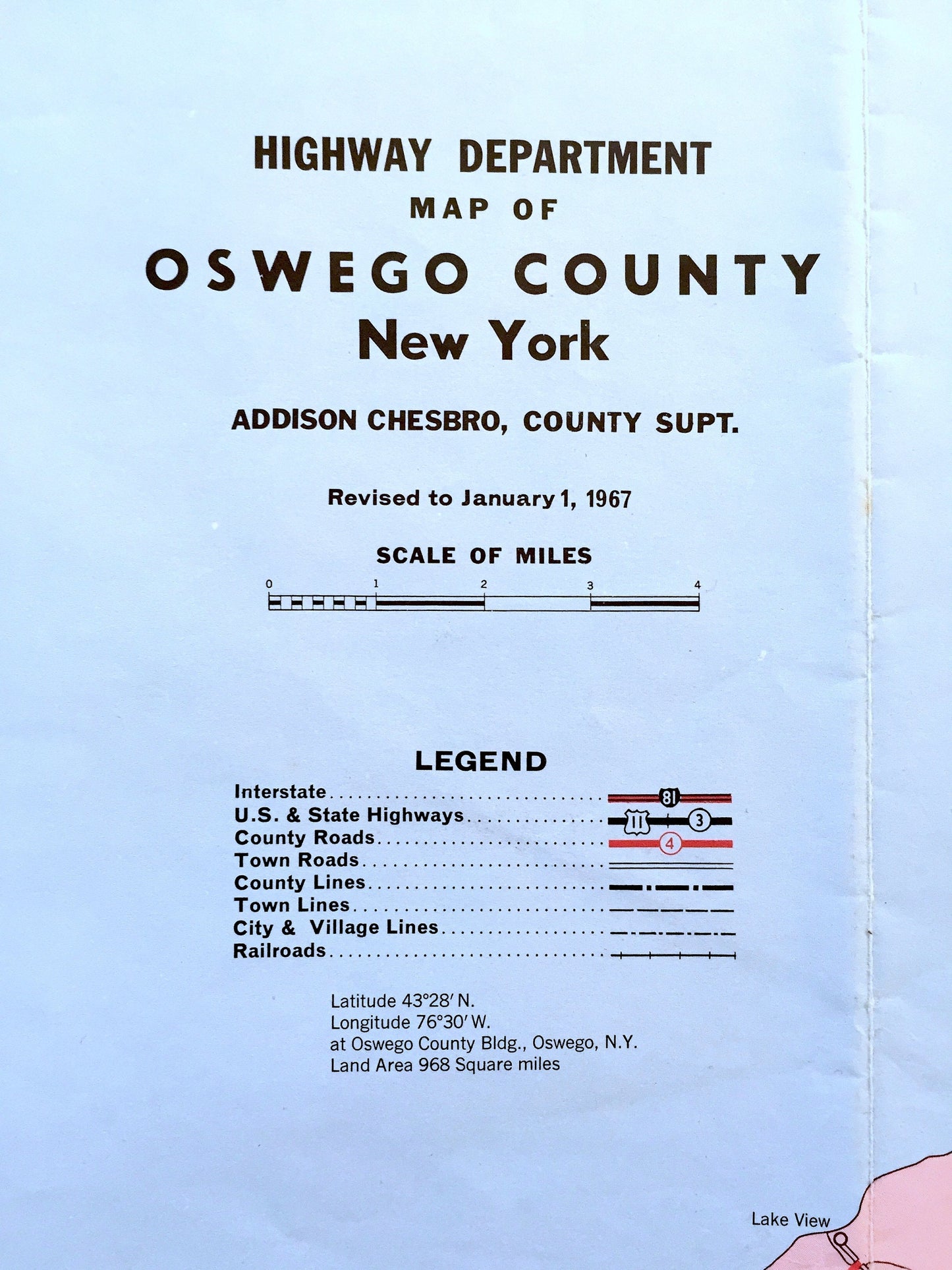 Antique Oswego County, New York 1967 Highway Dept. Map – Hannibal, Fulton, Mexico, Pulaski, Lacona, Phoenix, Cleveland, Parish, Altmar, NY