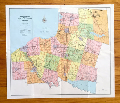 Antique Oswego County, New York 1967 Highway Dept. Map – Hannibal, Fulton, Mexico, Pulaski, Lacona, Phoenix, Cleveland, Parish, Altmar, NY