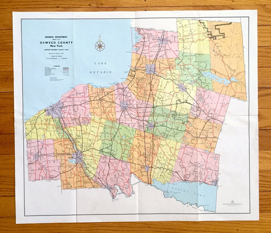 Antique Oswego County, New York 1967 Highway Dept. Map – Hannibal, Fulton, Mexico, Pulaski, Lacona, Phoenix, Cleveland, Parish, Altmar, NY