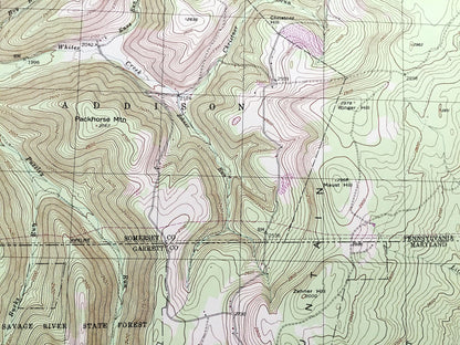 Antique Grantsville, Maryland 1994 US Geological Survey Topographic Map – Garrett County, MD, Somerset County, Addison, Elk Lick, PA