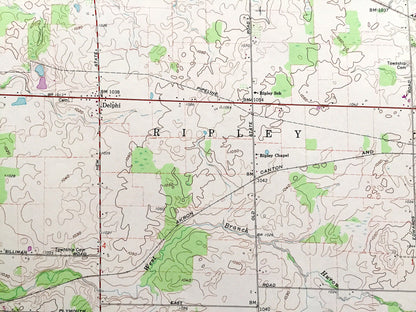 Antique Greenwich, Ohio 1960 US Geological Survey Topographic Map — Huron County, Fairfield, Fitchville, Ripley, Boughtonville, Delphi, OH