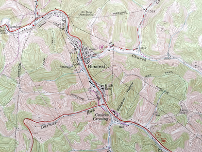 Antique Hundred, West Virginia 1958 US Geological Survey Topographic Map – Wetzel, Marion, Monongalia County, Clay, WV, Greene County, PA