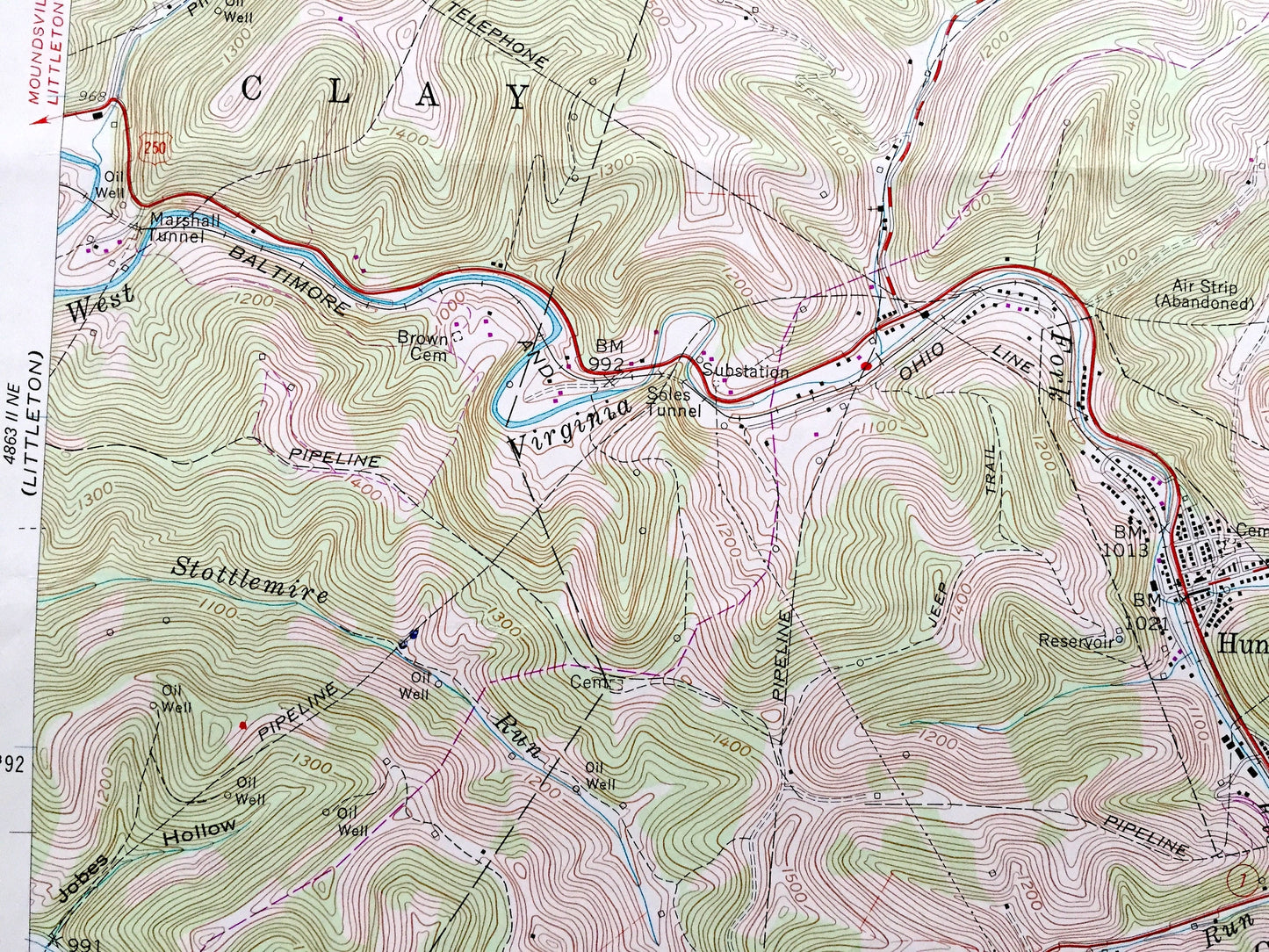 Antique Hundred, West Virginia 1958 US Geological Survey Topographic Map – Wetzel, Marion, Monongalia County, Clay, WV, Greene County, PA
