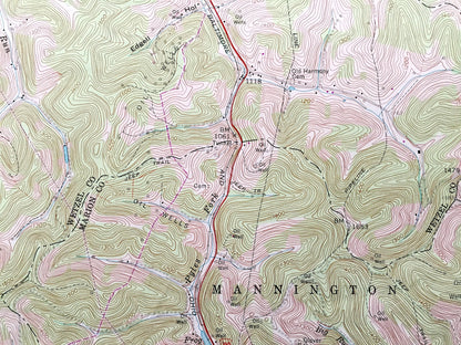 Antique Hundred, West Virginia 1958 US Geological Survey Topographic Map – Wetzel, Marion, Monongalia County, Clay, WV, Greene County, PA