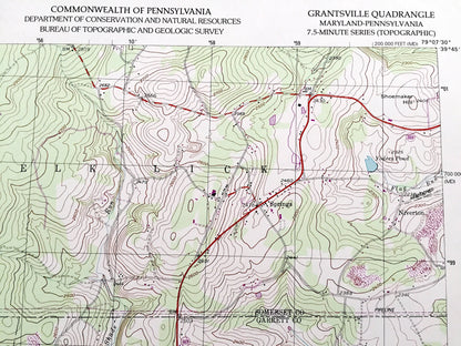 Antique Grantsville, Maryland 1994 US Geological Survey Topographic Map – Garrett County, MD, Somerset County, Addison, Elk Lick, PA