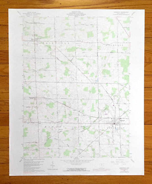 Antique Greenwich, Ohio 1960 US Geological Survey Topographic Map — Huron County, Fairfield, Fitchville, Ripley, Boughtonville, Delphi, OH