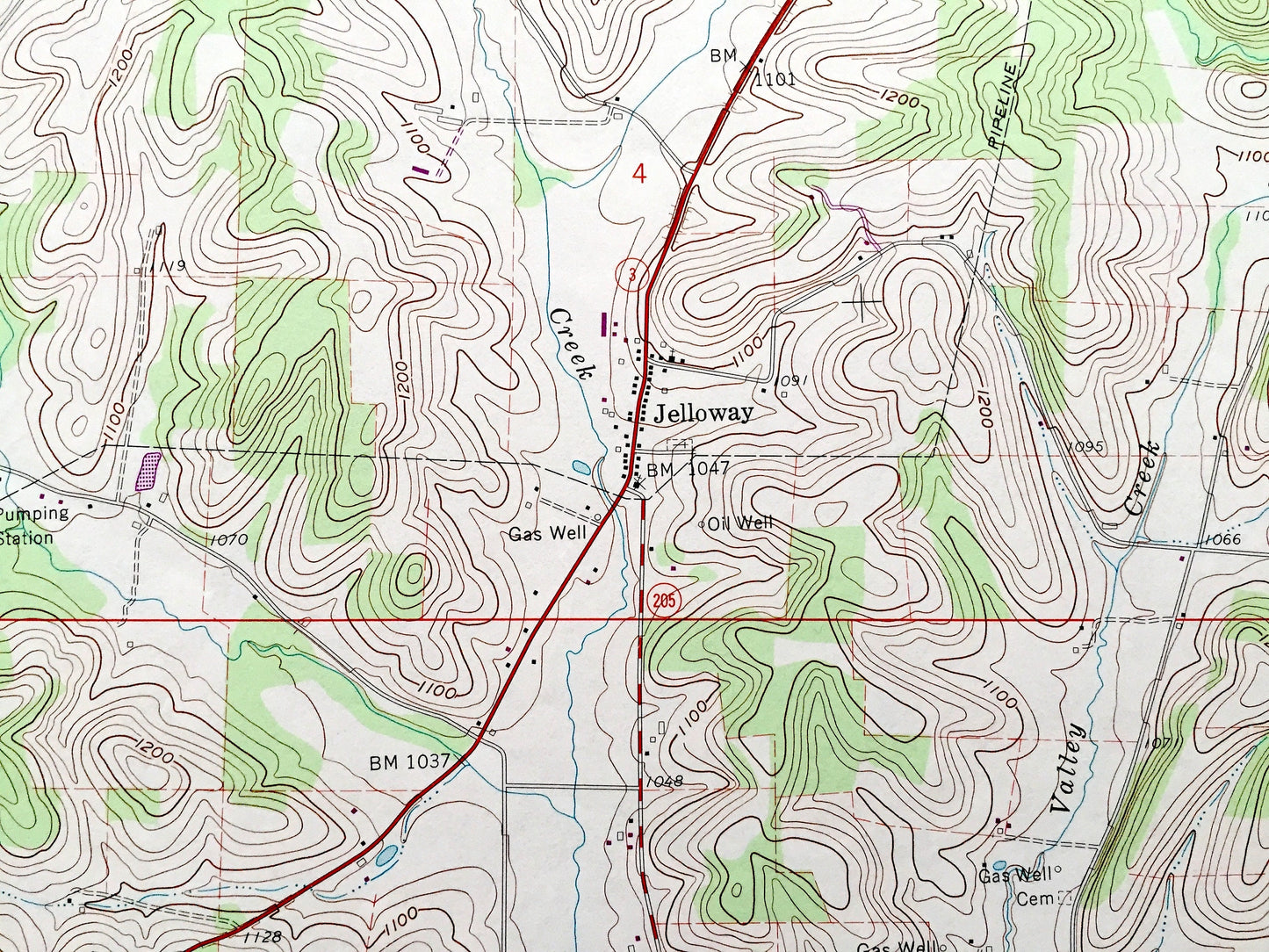 Antique Jelloway, Ohio 1961 US Geological Survey Topographic Map — Knox, Richland, Ashland County, Worthington, Hanover, Pike, Brown, OH