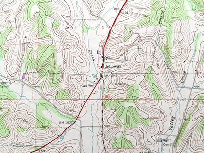Antique Jelloway, Ohio 1961 US Geological Survey Topographic Map — Knox, Richland, Ashland County, Worthington, Hanover, Pike, Brown, OH