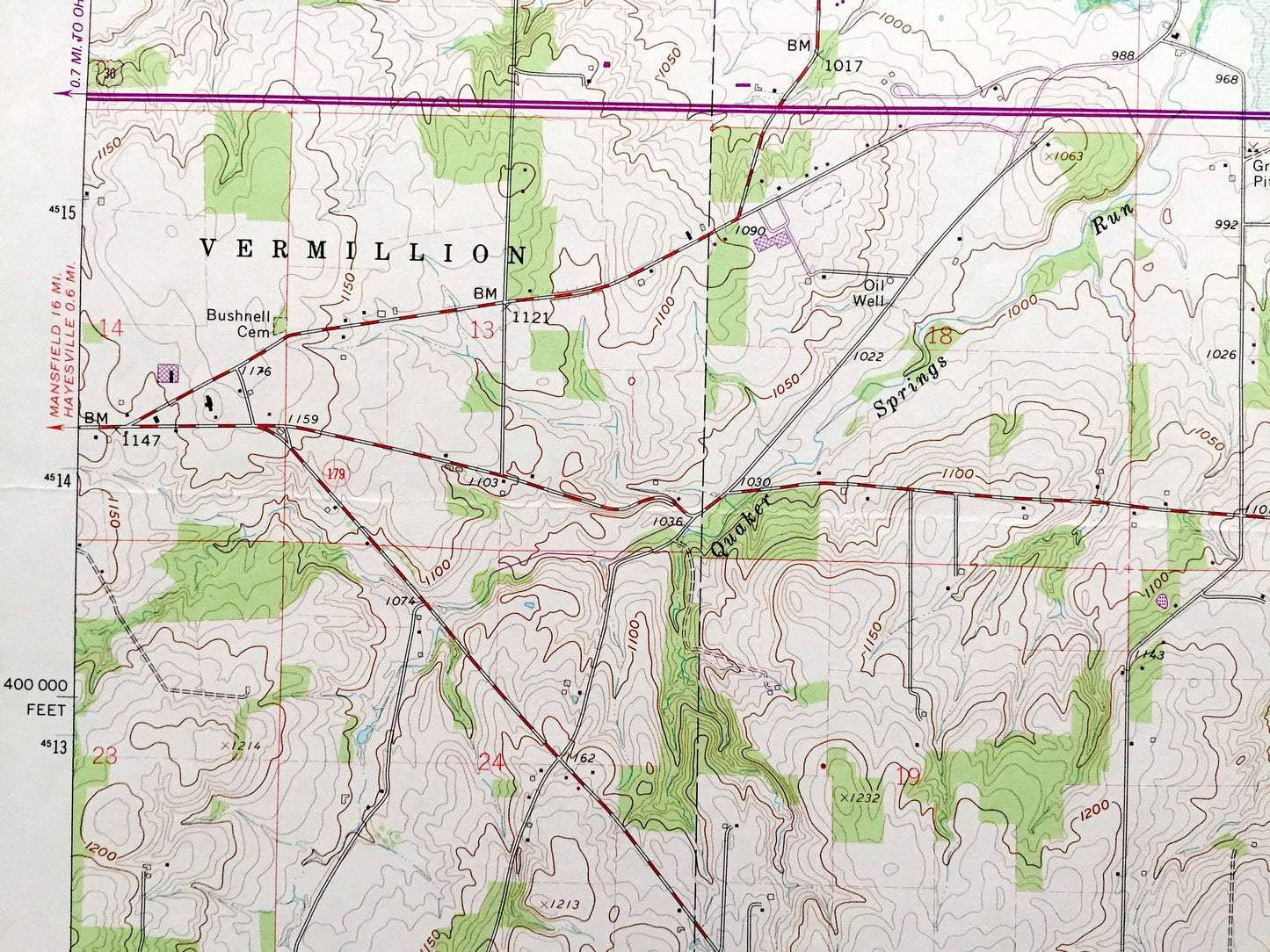 Antique Jeromesville, Ohio 1961 US Geological Survey Topographic Map — Ashland, Wayne County, Montgomery, Vermillion, Mohican, Chester, OH