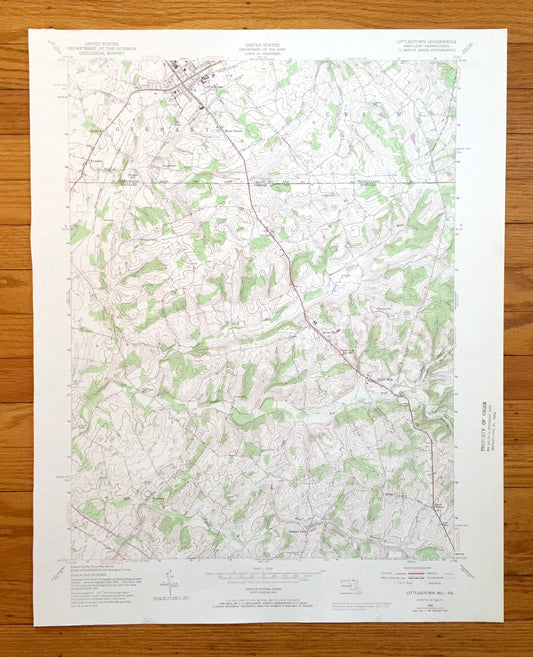 Antique Littlestown, Pennsylvania 1953 US Geological Survey Topographic Map – Adams County, Germany, PA, Carroll County, Silver Run, MD