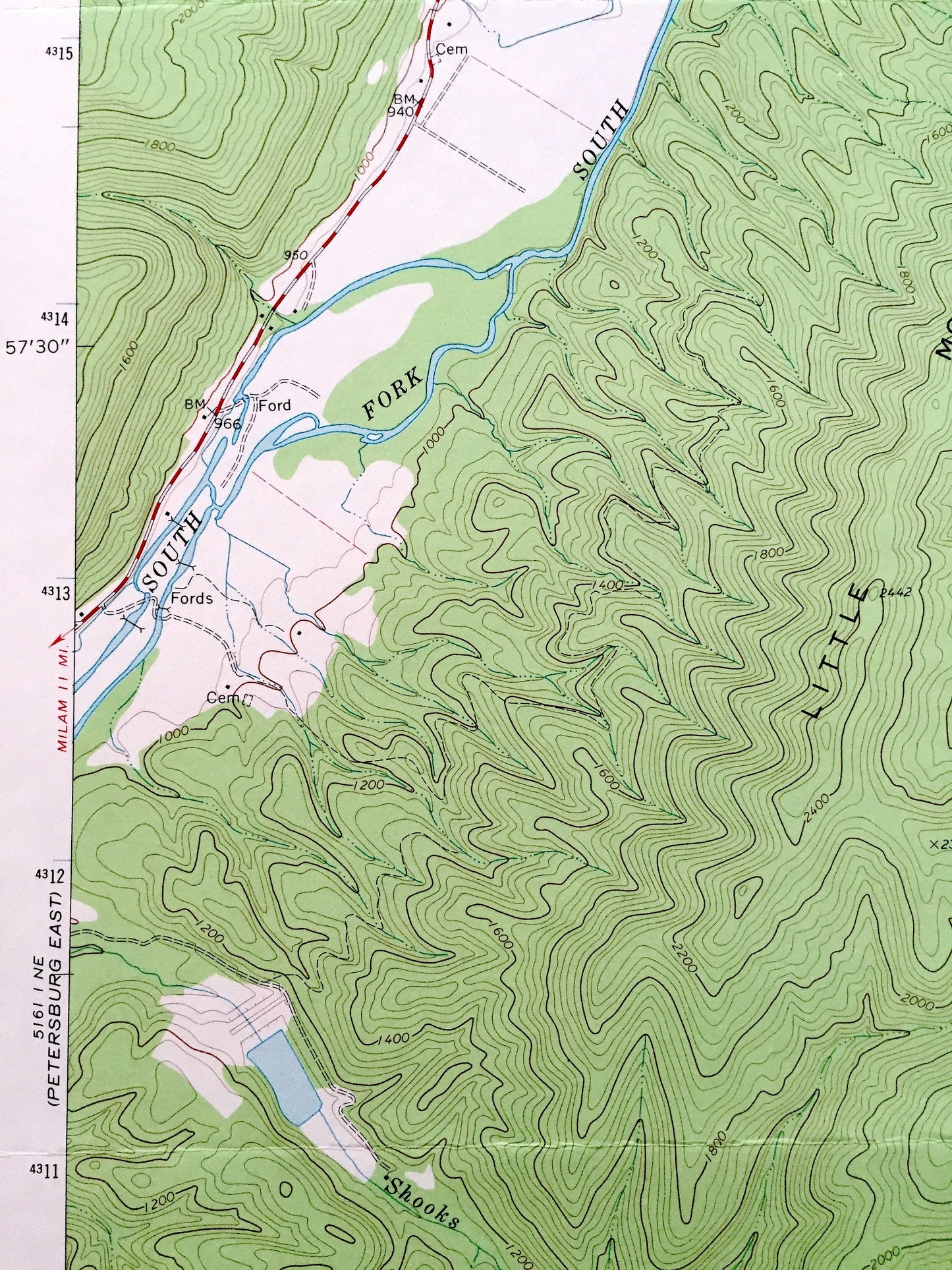 Antique Lost River State Park, West Virginia 1967 US Geological Survey Topographic Map – Hardy County, South Fork, Elkhorn Mountain, WV