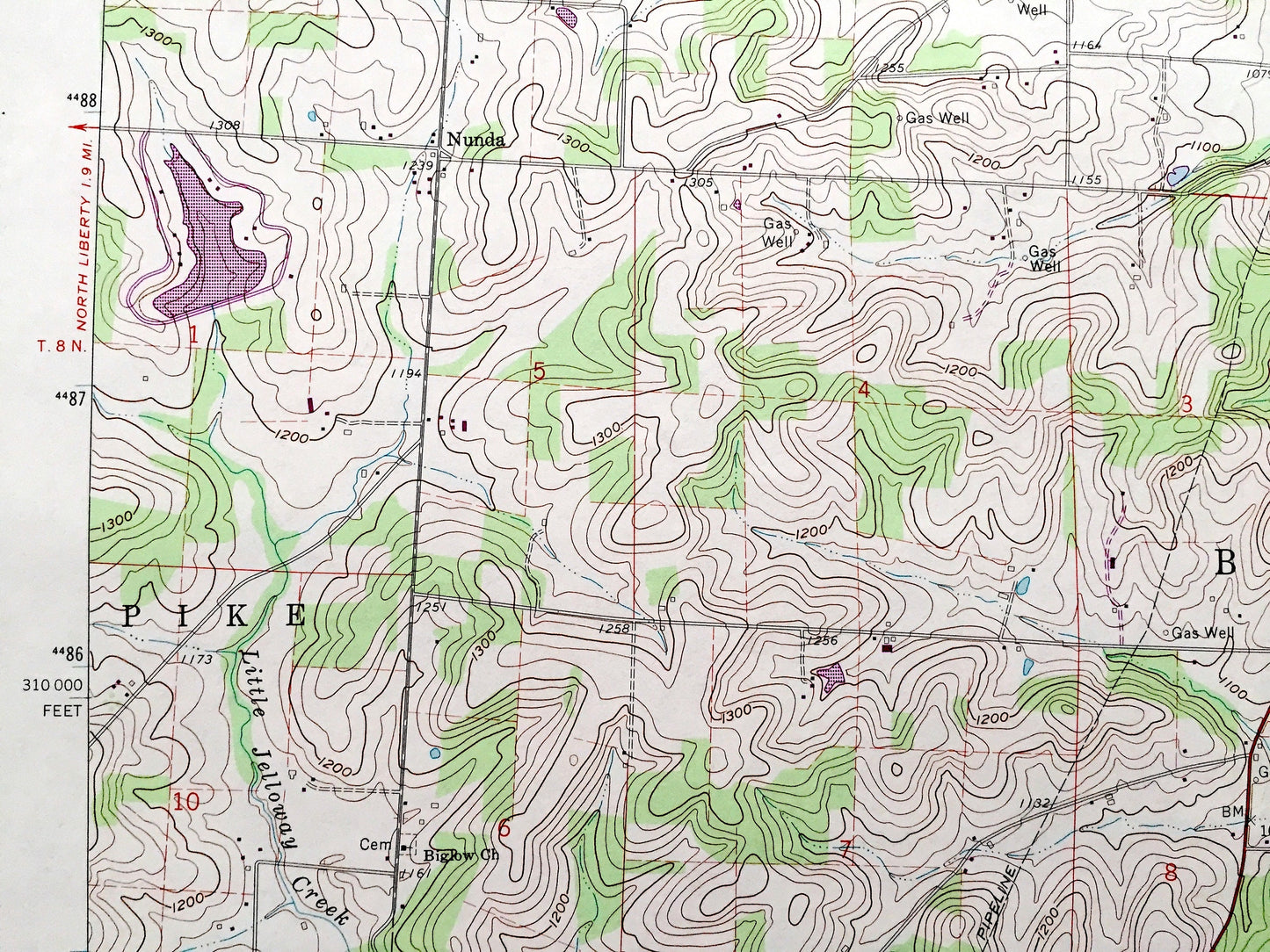 Antique Jelloway, Ohio 1961 US Geological Survey Topographic Map — Knox, Richland, Ashland County, Worthington, Hanover, Pike, Brown, OH