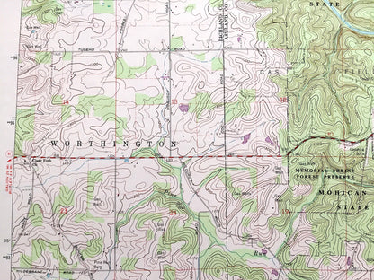 Antique Jelloway, Ohio 1961 US Geological Survey Topographic Map — Knox, Richland, Ashland County, Worthington, Hanover, Pike, Brown, OH
