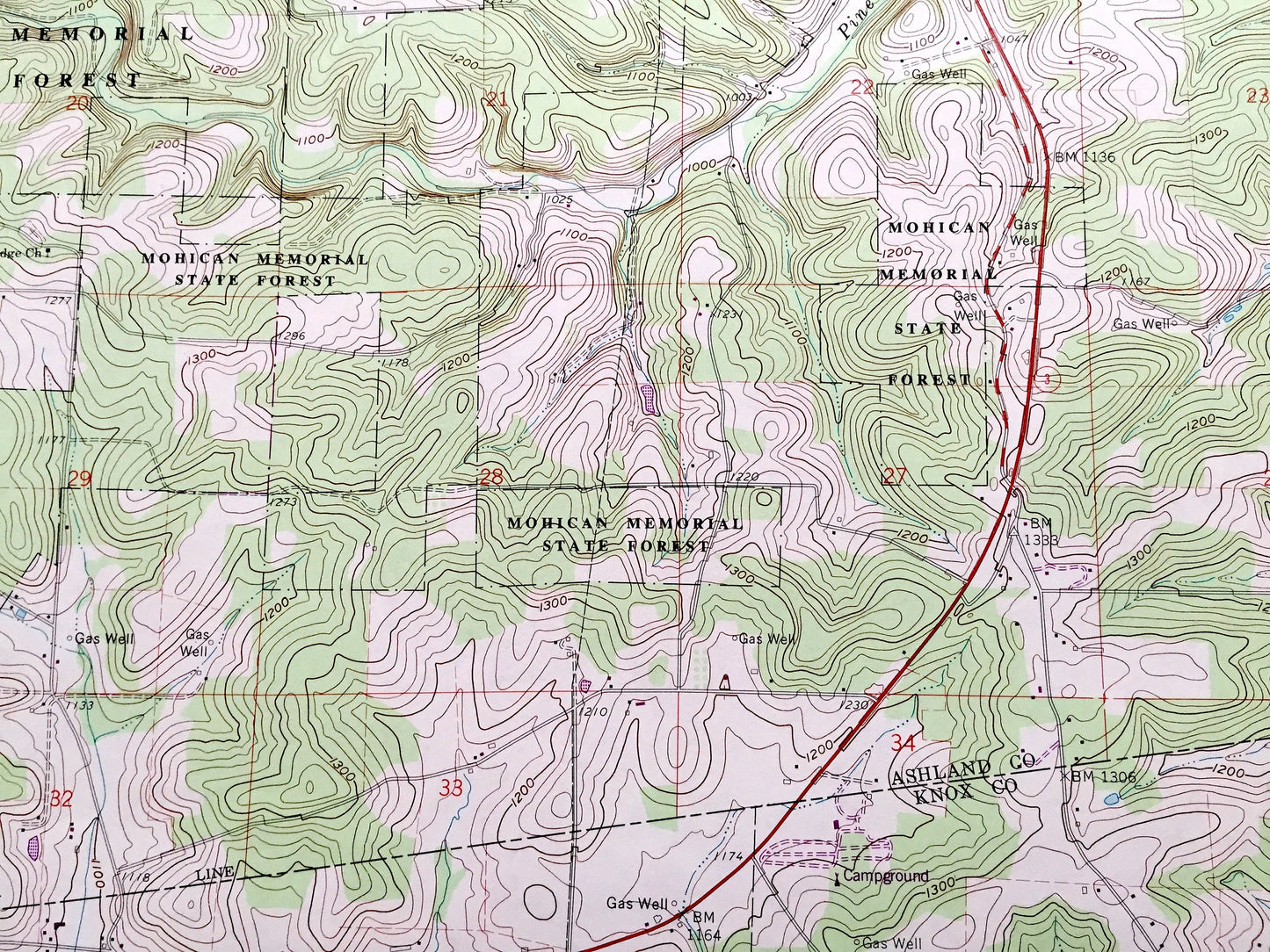 Antique Jelloway, Ohio 1961 US Geological Survey Topographic Map — Knox, Richland, Ashland County, Worthington, Hanover, Pike, Brown, OH