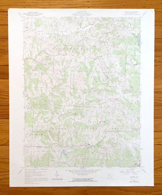 Antique Fleming, Ohio 1960 US Geological Survey Topographic Map — Washington County, Watertown, Adams, Muskingum, Barlow, Wayne, Warren, OH