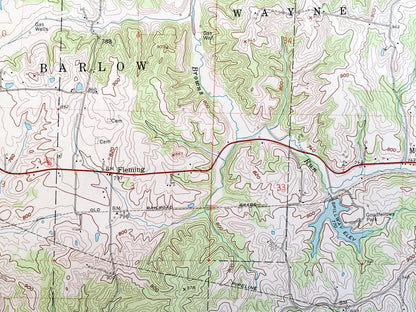 Antique Fleming, Ohio 1960 US Geological Survey Topographic Map — Washington County, Watertown, Adams, Muskingum, Barlow, Wayne, Warren, OH