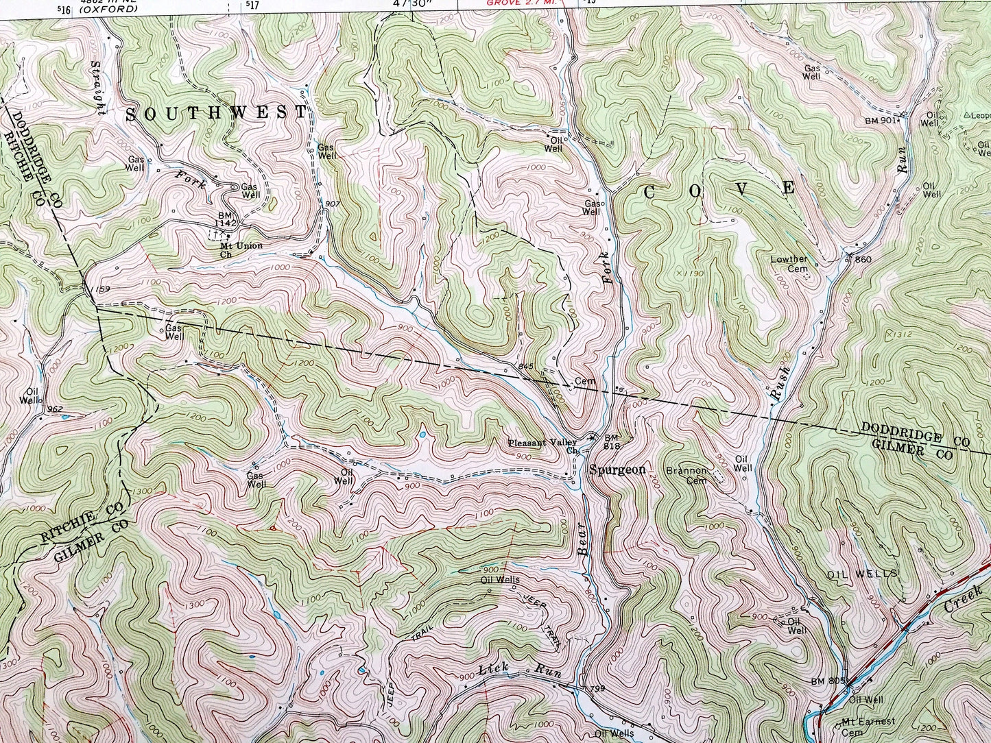 Antique Auburn, West Virginia 1964 US Geological Survey Topographic Map – Doddridge, Ritchie, Gilmer County, Union, Southwest, Cove, Troy WV