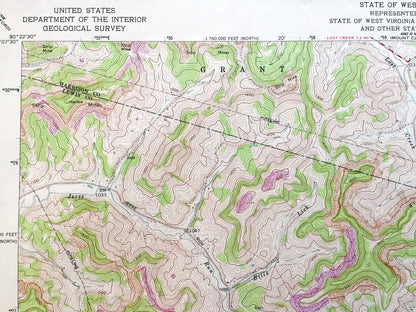 Antique Berlin, West Virginia 1961 US Geological Survey Topographic Map – Harrison, Lewis, Upshur County, Grant, Elk, Warren, Buckhannon, WV