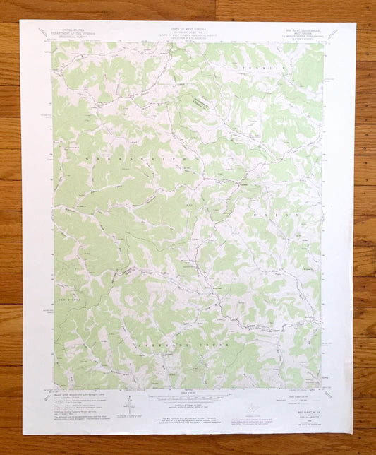 Antique Big Isaac, West Virginia 1964 US Geological Survey Topographic Map — Doddridge, Harrison, Lewis County, Greenbrier, New Milton, WV
