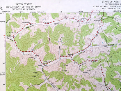 Antique Big Isaac, West Virginia 1964 US Geological Survey Topographic Map — Doddridge, Harrison, Lewis County, Greenbrier, New Milton, WV