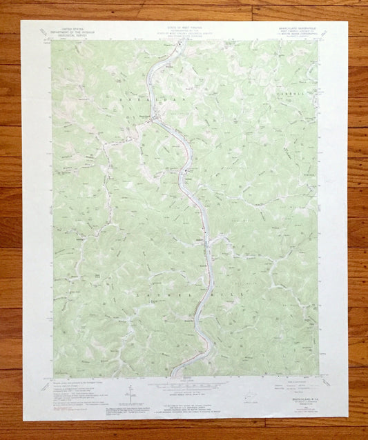 Antique Branchland, West Virginia 1962 US Geological Survey Topographic Map — Lincoln County, Sheridan, Carroll, Laurel Hill, Hubball, WV
