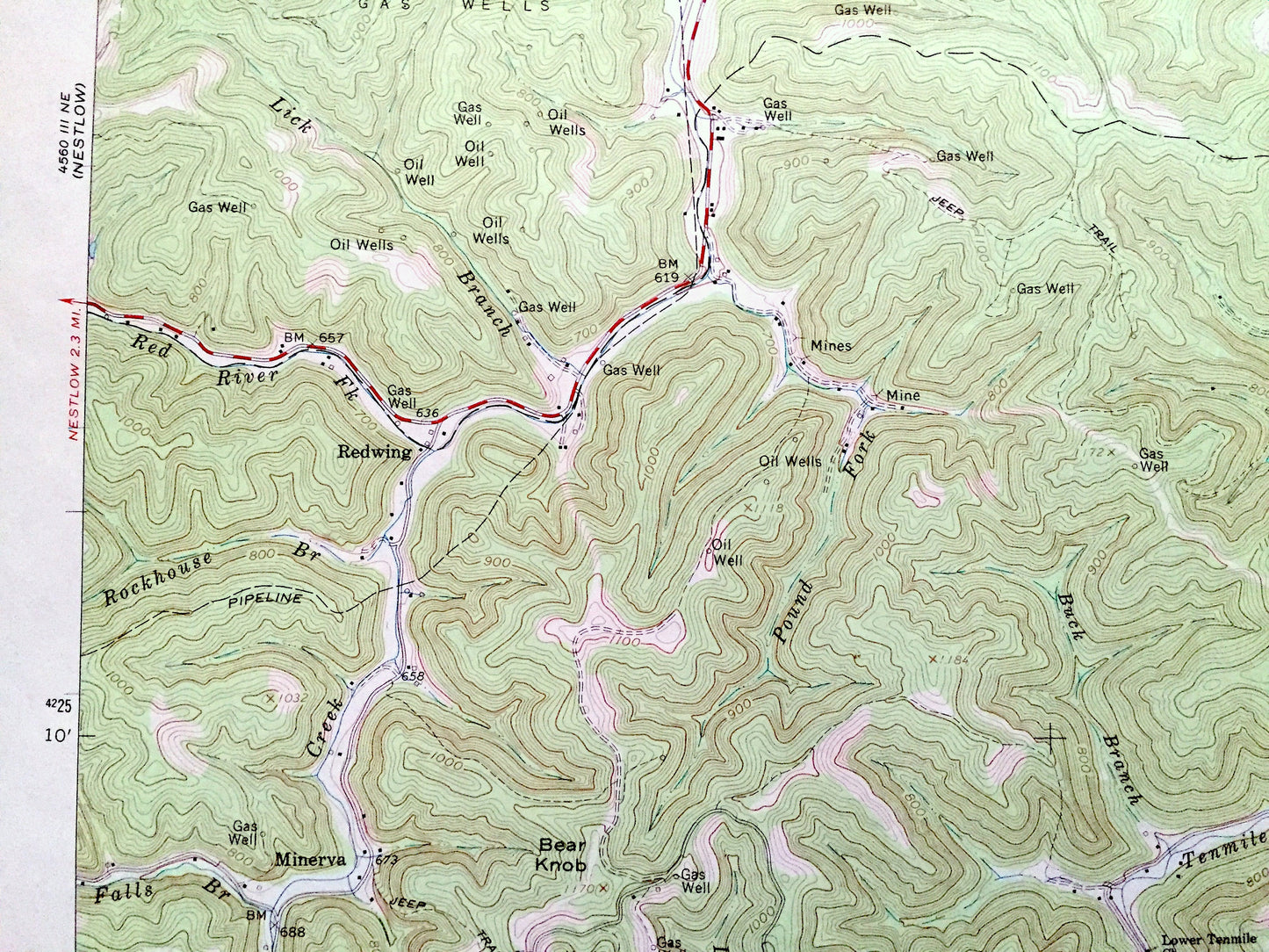 Antique Branchland, West Virginia 1962 US Geological Survey Topographic Map — Lincoln County, Sheridan, Carroll, Laurel Hill, Hubball, WV
