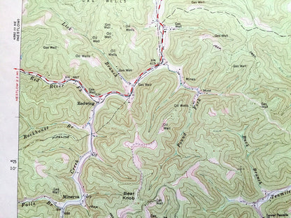 Antique Branchland, West Virginia 1962 US Geological Survey Topographic Map — Lincoln County, Sheridan, Carroll, Laurel Hill, Hubball, WV