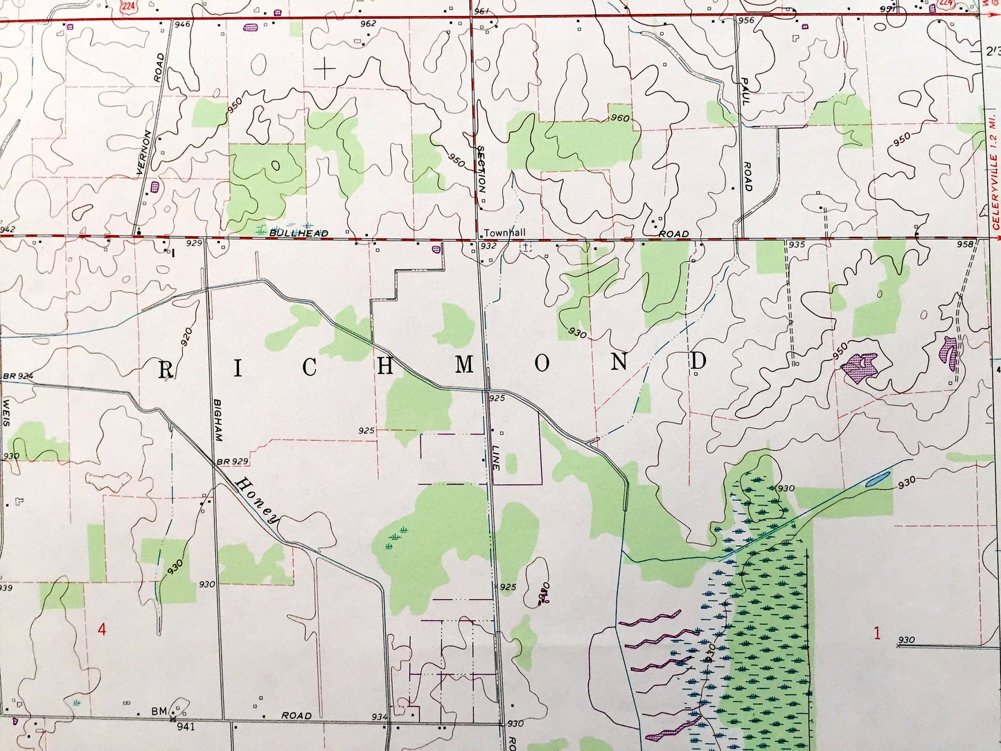 Antique Centerton, Ohio 1960 US Geological Survey Topographic Map — Huron, Seneca County, Reed, Norwich, Venice, Richmond, Omar, OH