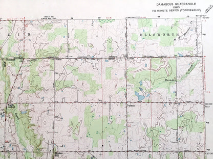 Antique Damascus, Ohio 1966 US Geological Survey Topographic Map — Mahoning, Columbiana County, Berlin, Ellsworth, Smith, Goshen, Butler, OH