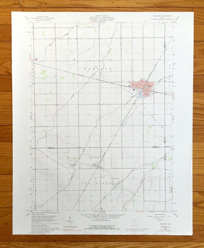 Antique Deshler, Ohio 1960 US Geological Survey Topographic Map — Henry, Wood, Putnam, Hancock County, Marion, Bartlow, Jackson, Liberty, OH
