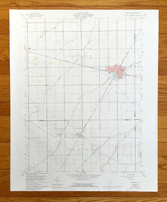 Antique Deshler, Ohio 1960 US Geological Survey Topographic Map — Henry, Wood, Putnam, Hancock County, Marion, Bartlow, Jackson, Liberty, OH