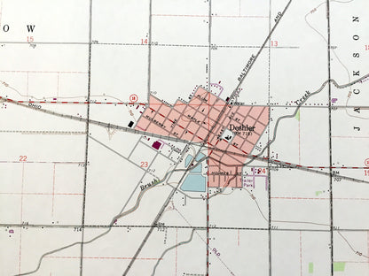 Antique Deshler, Ohio 1960 US Geological Survey Topographic Map — Henry, Wood, Putnam, Hancock County, Marion, Bartlow, Jackson, Liberty, OH