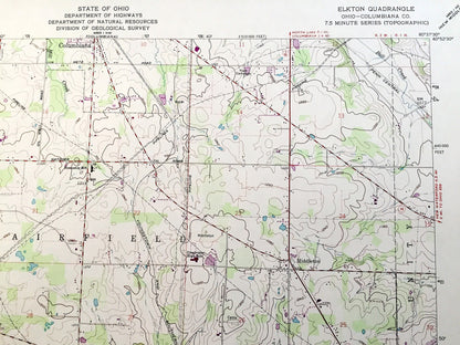 Antique Elkton, Ohio 1960 US Geological Survey Topographic Map — Columbiana County, Salem, Fairfield, Unity, Center, Elkrun, Middleton, OH