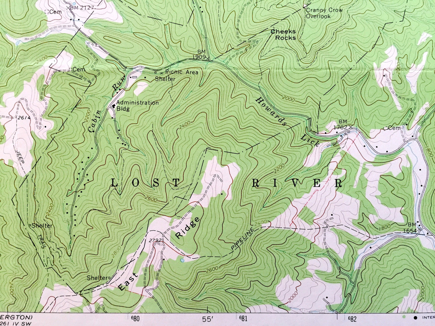Antique Lost River State Park, West Virginia 1967 US Geological Survey Topographic Map – Hardy County, South Fork, Elkhorn Mountain, WV