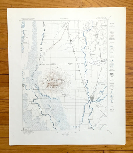 Antique Marysville, California 1886 US Geological Survey Topographic Map – College, Colusa, Biggs, Gridley, Yuba City, Butte, Sutter City CA