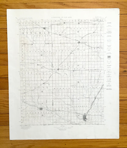 Antique Caldwell, Kansas 1889 US Geological Survey Topographic Map – Bluff, Corbin, Conway Spring, Viola, Anness, Milan, Anson, Argonia, KS