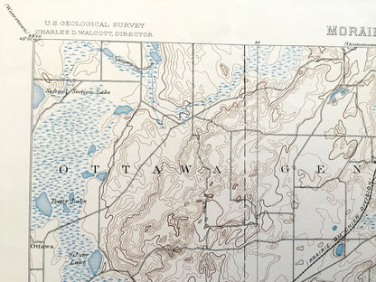 Antique Eagle, Wisconsin 1889 US Geological Survey Topographic Map – Ottawa, Genesee, Waukesha, Mukwonago, Vernon, Troy Waterford Hilburn WI
