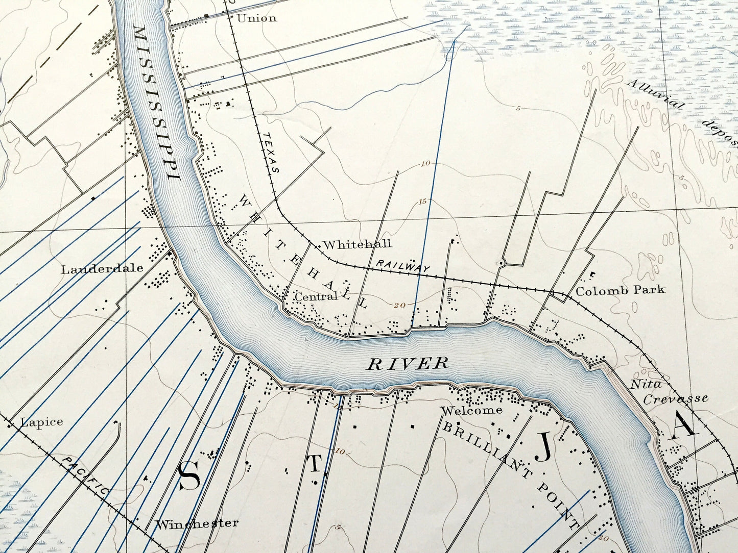 Antique Donaldsonville, Louisiana 1890 US Geological Survey Topographic Map – Ascension, St James Parish, Sorrento, Mississippi River, LA