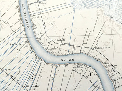 Antique Donaldsonville, Louisiana 1890 US Geological Survey Topographic Map – Ascension, St James Parish, Sorrento, Mississippi River, LA