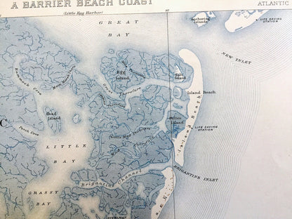 Antique Atlantic City, New Jersey 1894 US Geological Survey Topographic Map — Margate City, Ventnor, Brigantine, Absecon, Galloway County NJ