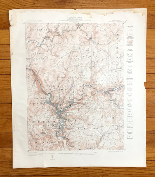 Antique Johnstown, Pennsylvania 1901 US Geological Survey Map – Westmoreland, Cambria County, Westmont, Morrellville, Ehrefeld, Conemaugh PA