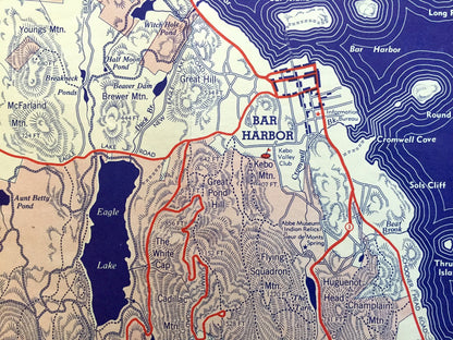 Antique Mount Desert Island, Maine 1938 US Geological Survey Topographic Map – Acadia National Park, Hancock County, Bar Harbor, Tremont, ME