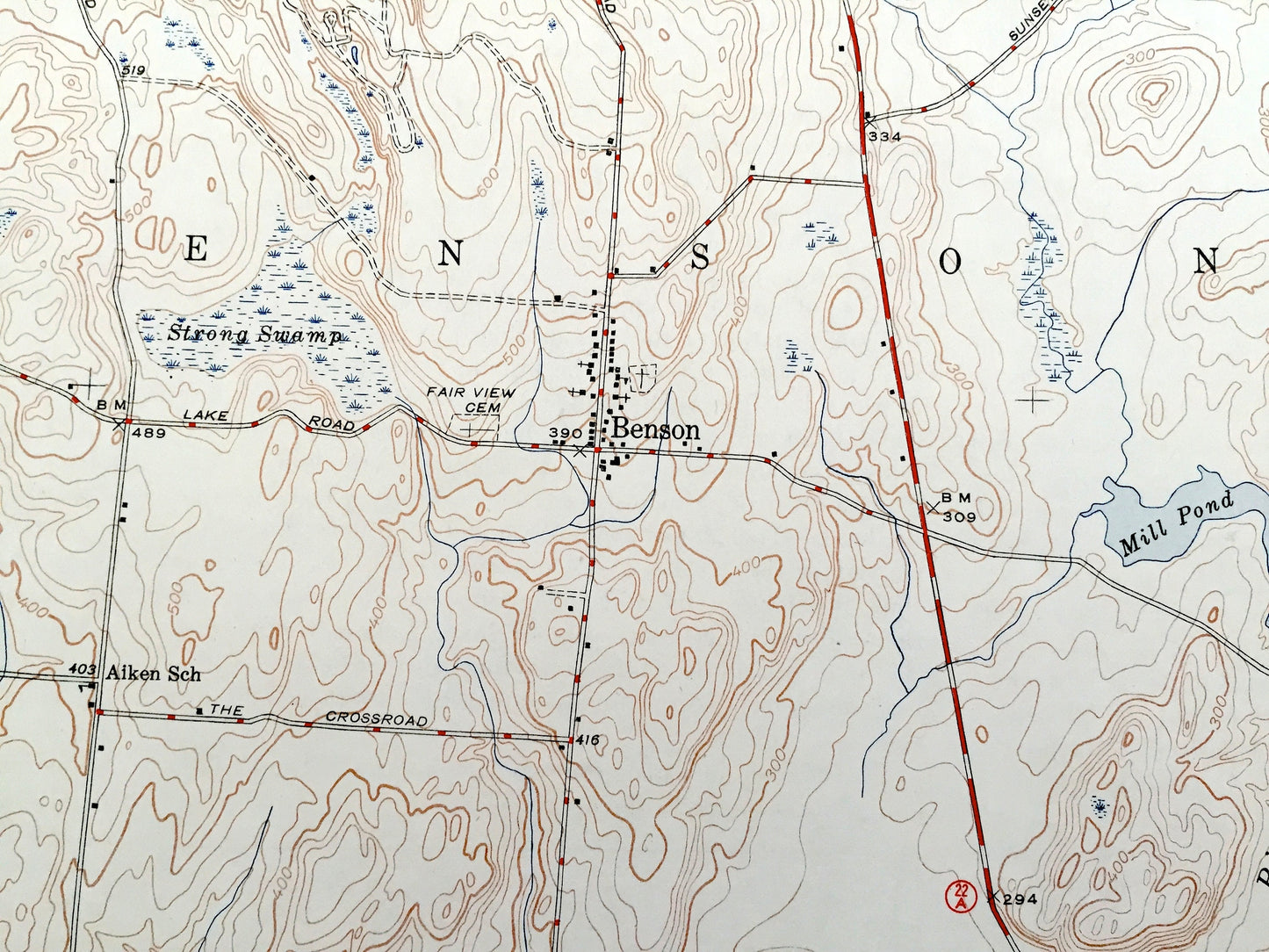 Antique Benson, Vermont 1948 US Geological Survey Topographic Map – Rutland County, West Haven, Fair Haven, Lake Champlain, Putnam, VT