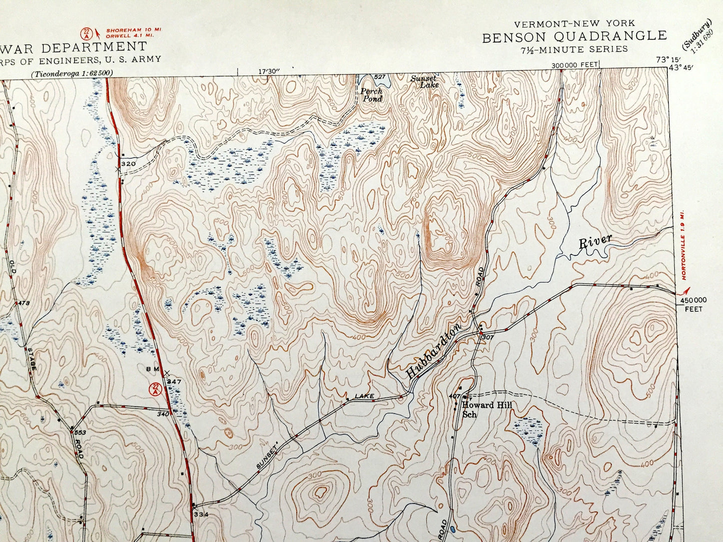 Antique Benson, Vermont 1948 US Geological Survey Topographic Map – Rutland County, West Haven, Fair Haven, Lake Champlain, Putnam, VT