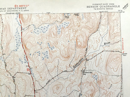 Antique Benson, Vermont 1948 US Geological Survey Topographic Map – Rutland County, West Haven, Fair Haven, Lake Champlain, Putnam, VT