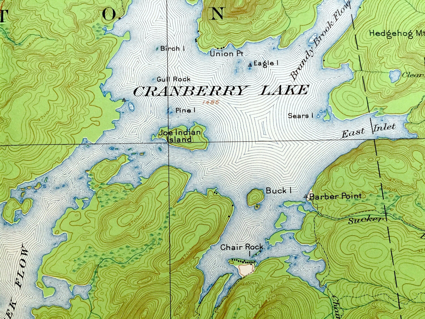 Antique Cranberry Lake, New York 1919 US Geological Survey Topographic Map – Adirondacks, Wanakena, Fine, Webb, Clifton, Newtown Falls, NY